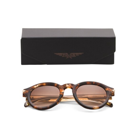 POLICE Light Havana 47mm Round Sunglasses